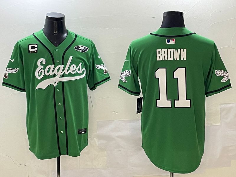 Men Philadelphia Eagles #11 Brown Green three generations Jointly Name 2025 Nike Limited NFL Jersey style 2->philadelphia eagles->NFL Jersey